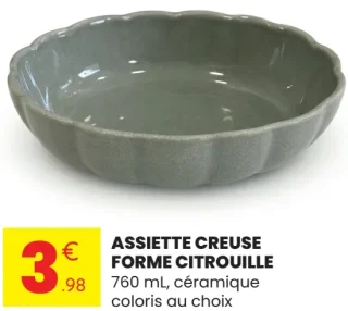 Assiette creuse forme citrouille