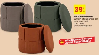 Pouf rangement en velours côtelé