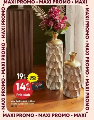 Vase Belli métal H.41cm