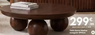 Table basse Abekas manguier Ø90cm