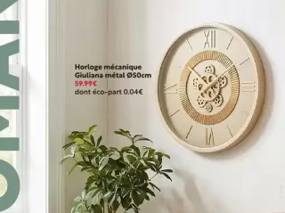 Horloge mécanique Giuliana métal Ø50cm