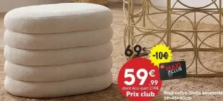 Pouf coffre Giulia bouclette 59x45x40cm