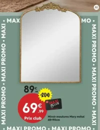 Miroir moulures Mary métal 68x90cm