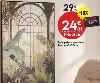 Toile peinte encadrée Janine 60×90cm