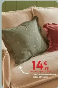 Coussin broderie Mona coton 55×55cm
