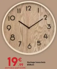 Horloge Ivana bois Ø38cm