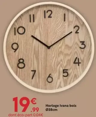 Horloge Ivana bois Ø38cm