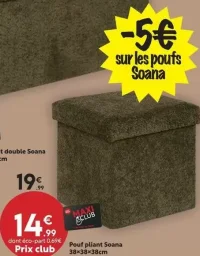 Pouf pliant Soana 38x38x38cm