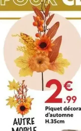 Piquet décoratif d'automne H.35cm