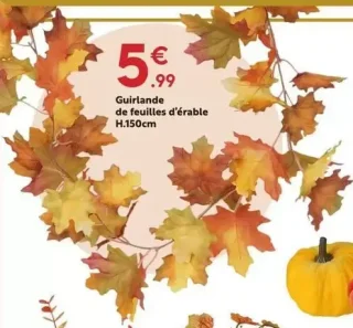 Guirlande de feuilles d'érable H.150cm
