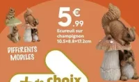 Ecureuil sur champignon 10.5x8.8x17.2cm