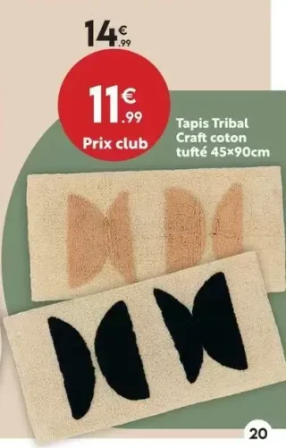 Tapis Tribal Craft coton tufté 45x90cm