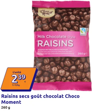Raisins secs goût chocolat Choco Moment