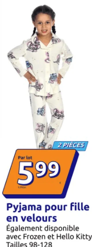 Pyjama pour fille en velours