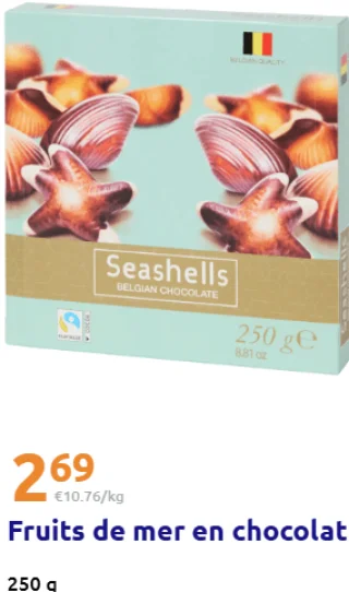Fruits de mer en chocolat Seashells