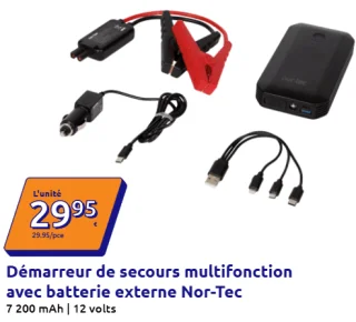 Démarreur de secours multifonction avec batterie externe Nor-Tec