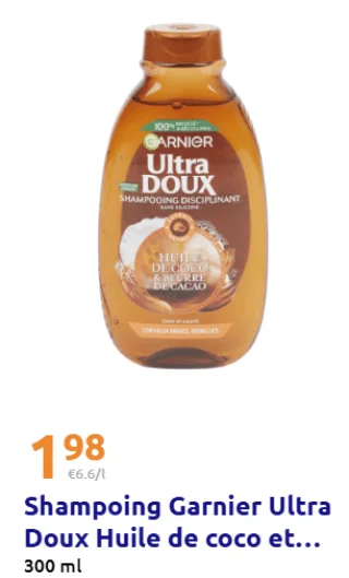 Shampoing Garnier Ultra Doux Huile de coco et beurre de cacao