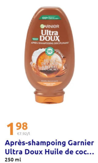 Après-shampoing Garnier Ultra Doux Huile de coco et beurre de cacao