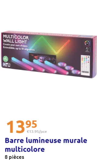 Barre lumineuse murale multicolore