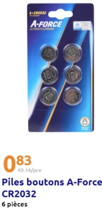 Piles boutons A-Force CR2032