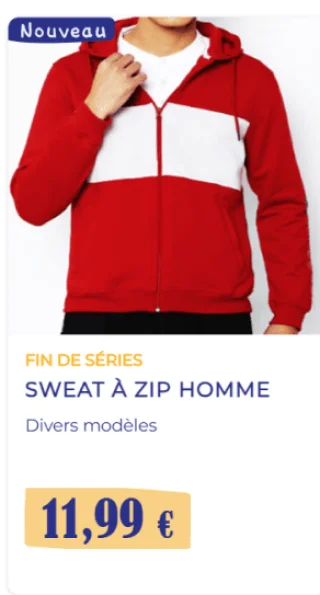 SWEAT À ZIP HOMME