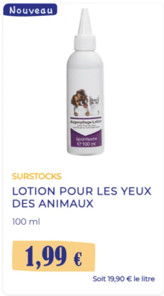 Lotion pour les yeux des animaux