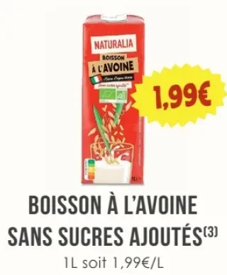 Naturalia Boisson à l'Avoine Sans Sucres Ajoutés