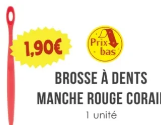 Brosse à dents manche rouge corail Naturalia