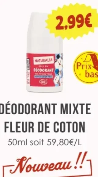 Déodorant mixte fleur de coton Naturalia