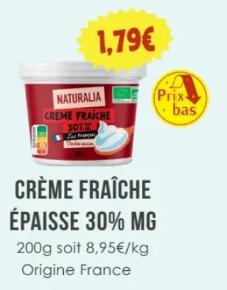 Crème Fraîche Épaisse 30% MG Naturalia