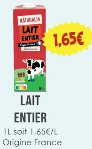 Lait entier Naturalia
