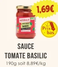 Sauce Tomate Basilic Naturalia
