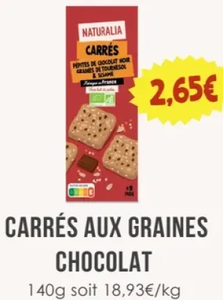Naturalia Carrés aux Graines Chocolat