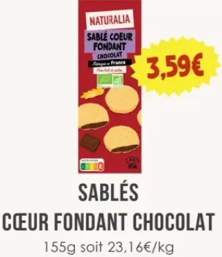 Naturalia Sablés Cœur Fondant Chocolat