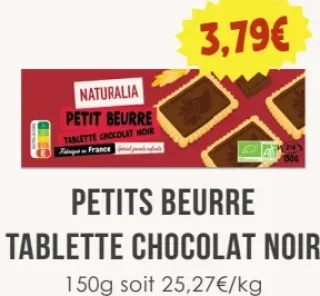 Naturalia Petits Beurre Tablette Chocolat Noir