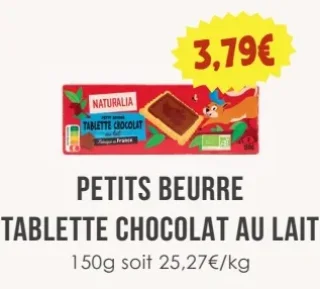Naturalia Petits Beurre Tablette Chocolat au Lait