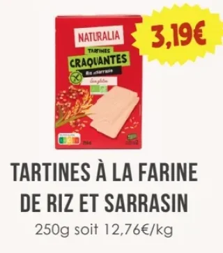 Tartines à la farine de riz et sarrasin Naturalia