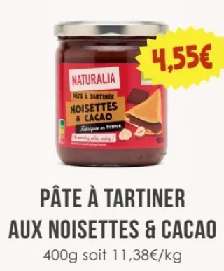 Pâte à tartiner aux noisettes & cacao Naturalia