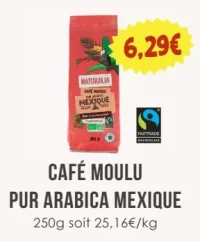 Café moulu pur Arabica Mexique Naturalia