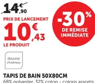 douceur d'intérieur Tapis de bain 50x80cm