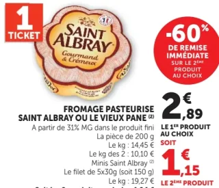 FROMAGE PASTEURISE SAINT ALBRAY OU LE VIEUX PANE