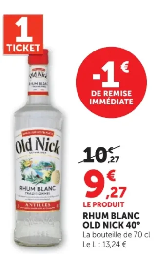 Rhum blanc Old Nick 40°