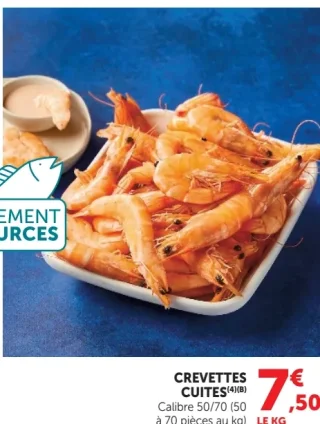 Crevettes cuites Calibre 50/70