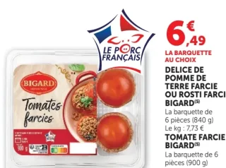 Tomates farcies ou Délice de pomme de terre farcie ou Rosti farci Bigard