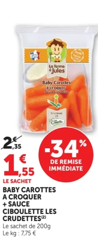 Baby carottes à croquer + sauce ciboulette Les Crudettes