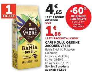 CAFE MOULU ORIGINE JACQUES VABRE