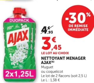 Nettoyant ménager Ajax (Muguet ou coquelicot)