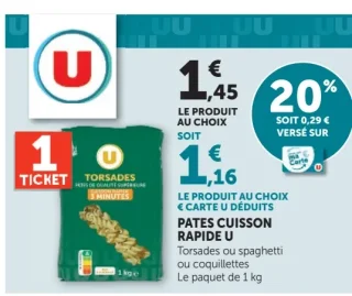 Pates cuisson rapide U