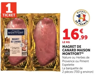 Magret de canard Maison Montfort Nature ou Herbes de Provence ou Piment Espelette