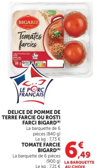 Délice de pomme de terre farcie ou rosti farci ou tomate farcie Bigard